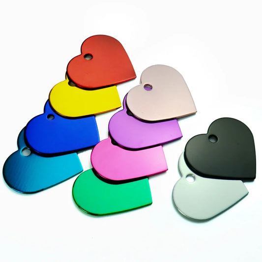 20pcs Custom Engraved Dog ID Tags – Heart-Shaped Pet Name Tags