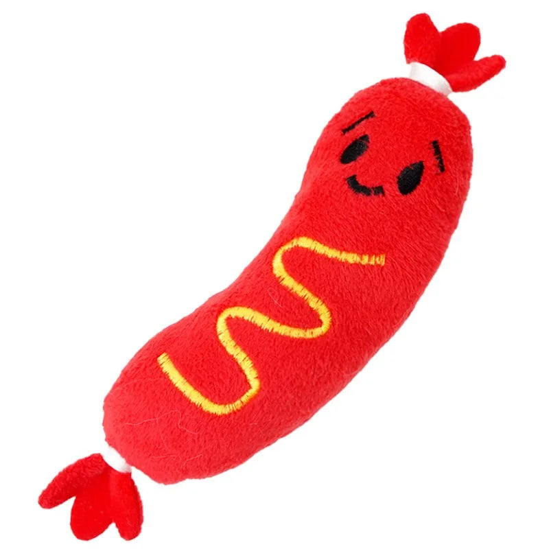 Dog Sound Plush Toy NZ | Hot Dog Chew Toy with Squeaker & Teeth Grinding – PawNest
