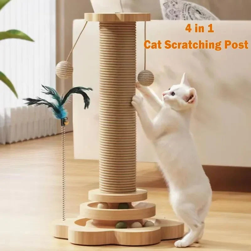 Cat Scratch Pole Sisal NZ | High-Density Turntable Scratcher & Climbing Frame for Cats – PawNest