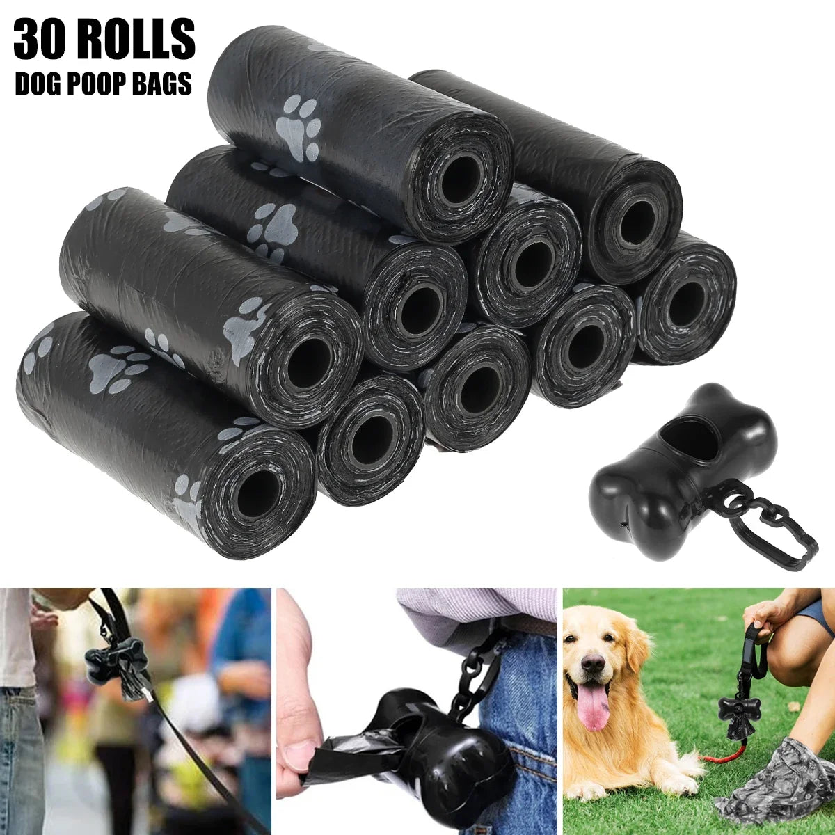 30-Roll Biodegradable Dog Poop Bags with Dispenser