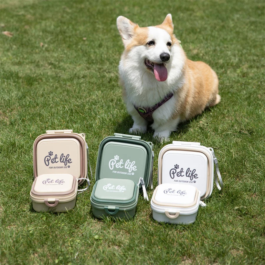 Madden Portable Double-Decker Dog & Cat Travel Bowl – Foldable
