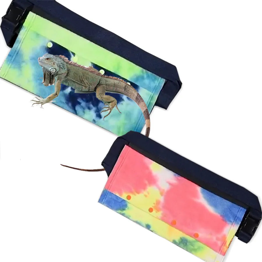 Small Animal Sling Carrier NZ | Adjustable Strap Reptile Carrier for Bearded Dragons, Lizards & Small Pets – Yellow-Red