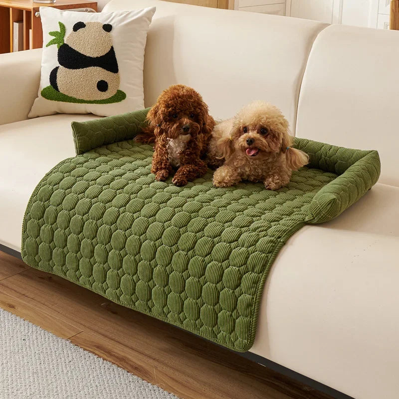 Square Winter Soft Pet Bed NZ | Warm Plush Dog & Cat Sofa with Neck Pillow – PawNest