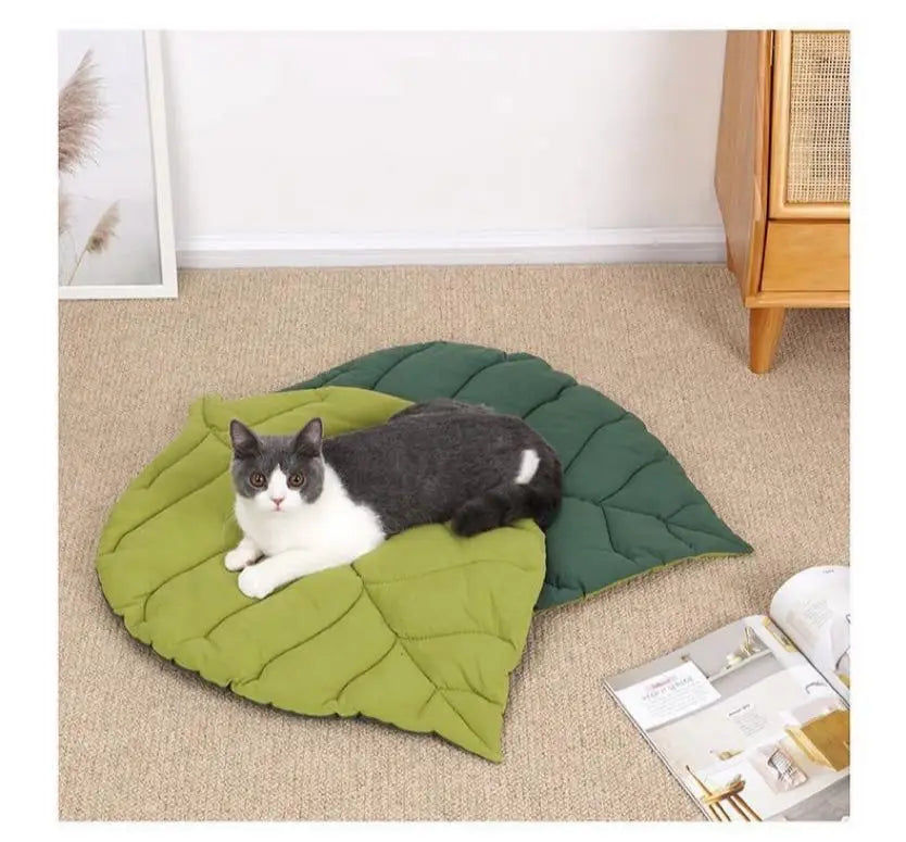 Leaf-Shaped Cat Bed Mat NZ | Soft Double-Sided Washable Pet Pad for Cats & Small Dogs – PawNest
