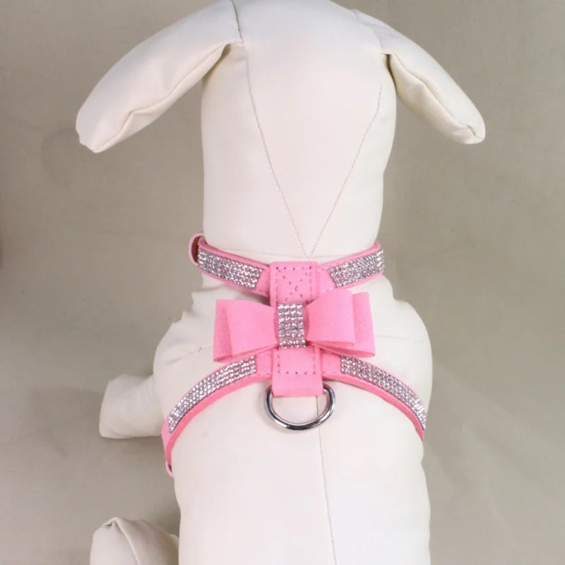 Bling Bow-Knot Dog Harness NZ | Adjustable Glitter Rhinestone Collar for Puppies & Cats – PawNest