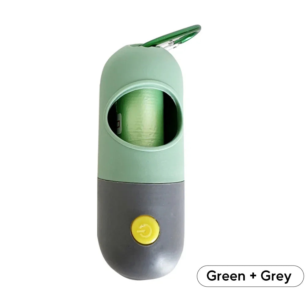 LED Light Dog Poop Bag Dispenser + Degradable Waste Bags