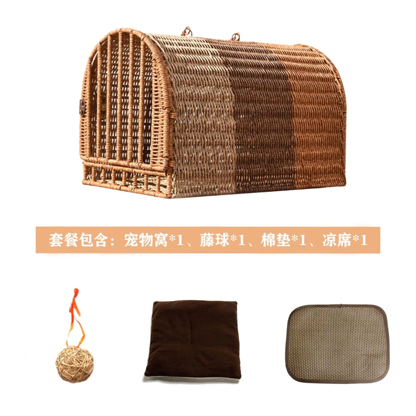Rattan Cat Cage NZ | Portable Cat Carrier, Nest & Basket – Vehicle Mounted Travel Cat House & Tote Bag for Cats – Durable & Stylish