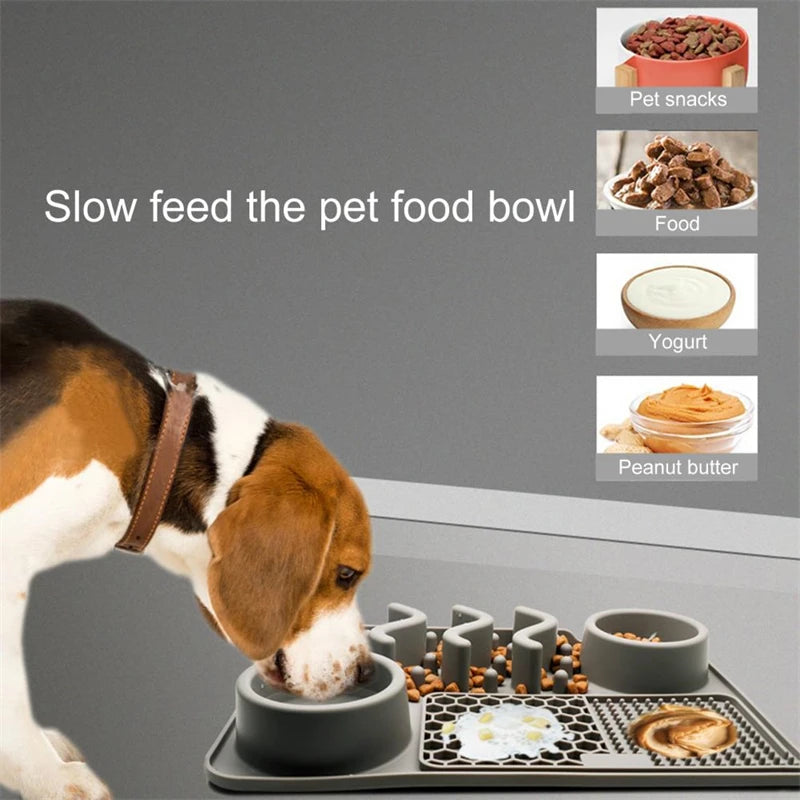 3-in-1 Slow Feeder Dog Bowl & Licking Mat NZ | Suction Cup Anxiety Relief Feeder – BPA Free – PawNest