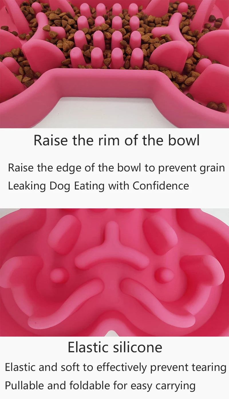 Silicone Bone-Shaped Slow Feeder Bowl NZ | Anti-Skid Leakproof Dog & Cat Feeding Bowl for Training – PawNest