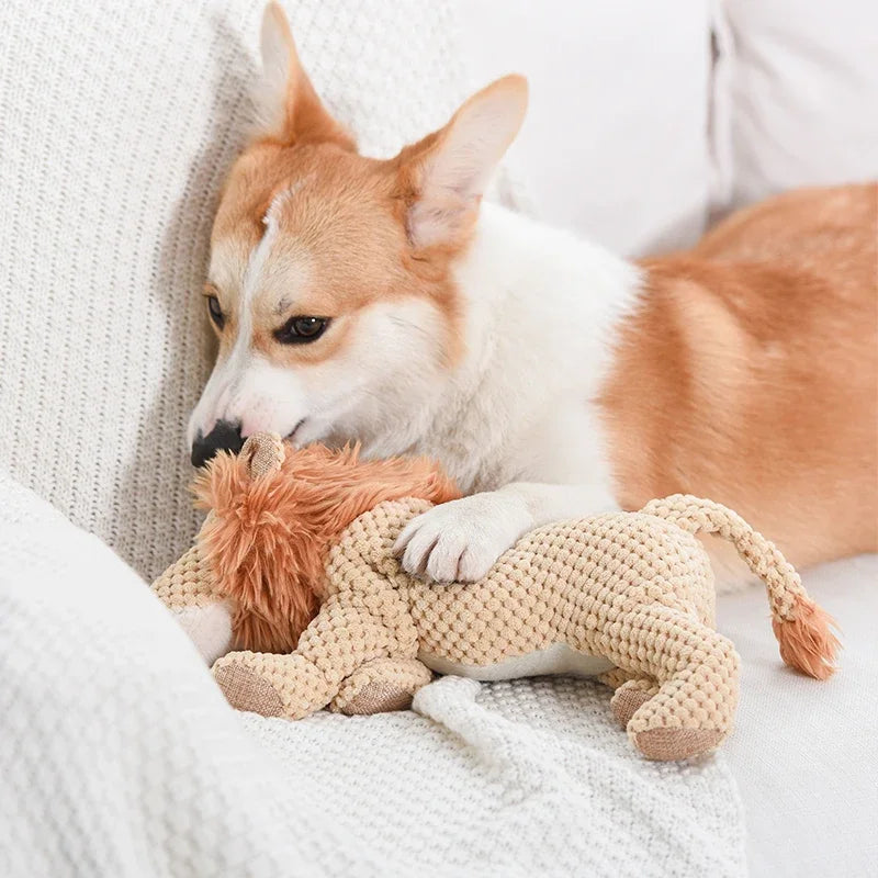 Squeaky Plush Dog Toys NZ | Durable Chew Toys for Medium & Large Dogs – Lion & Dinosaur Shapes – PawNest