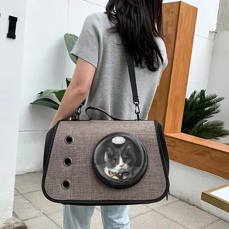 Portable Cat Travel Bag NZ | Transparent Foldable & Breathable Pet Backpack Carrier – PawNest
