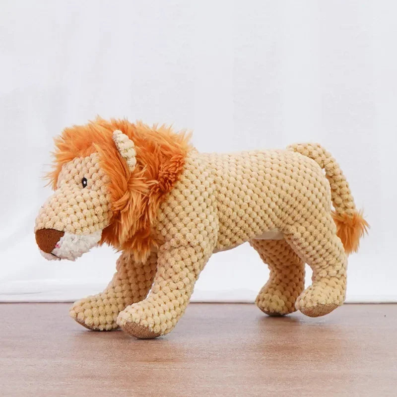 Squeaky Plush Dog Toys NZ | Durable Chew Toys for Medium & Large Dogs – Lion & Dinosaur Shapes – PawNest