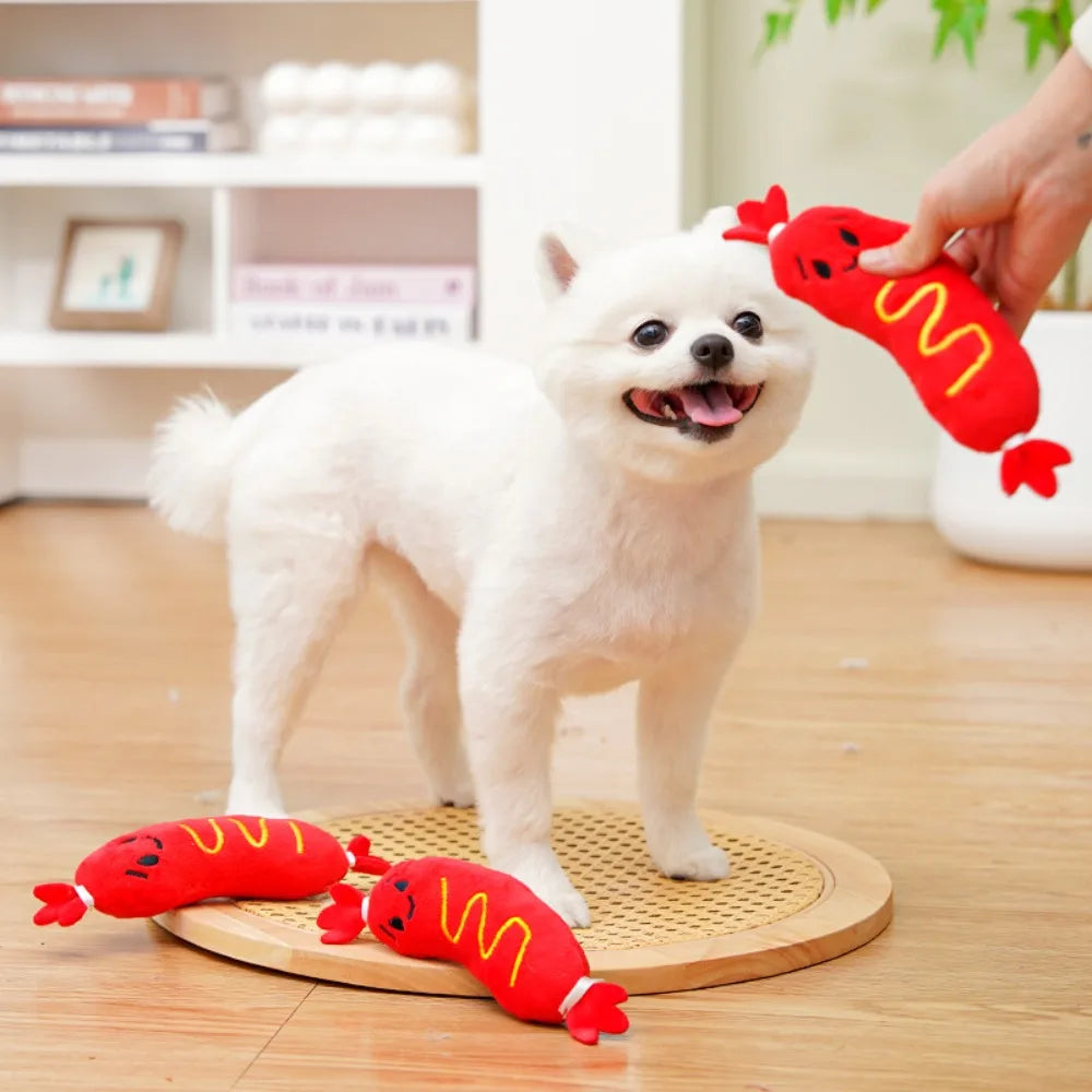 Dog Sound Plush Toy NZ | Hot Dog Chew Toy with Squeaker & Teeth Grinding – PawNest