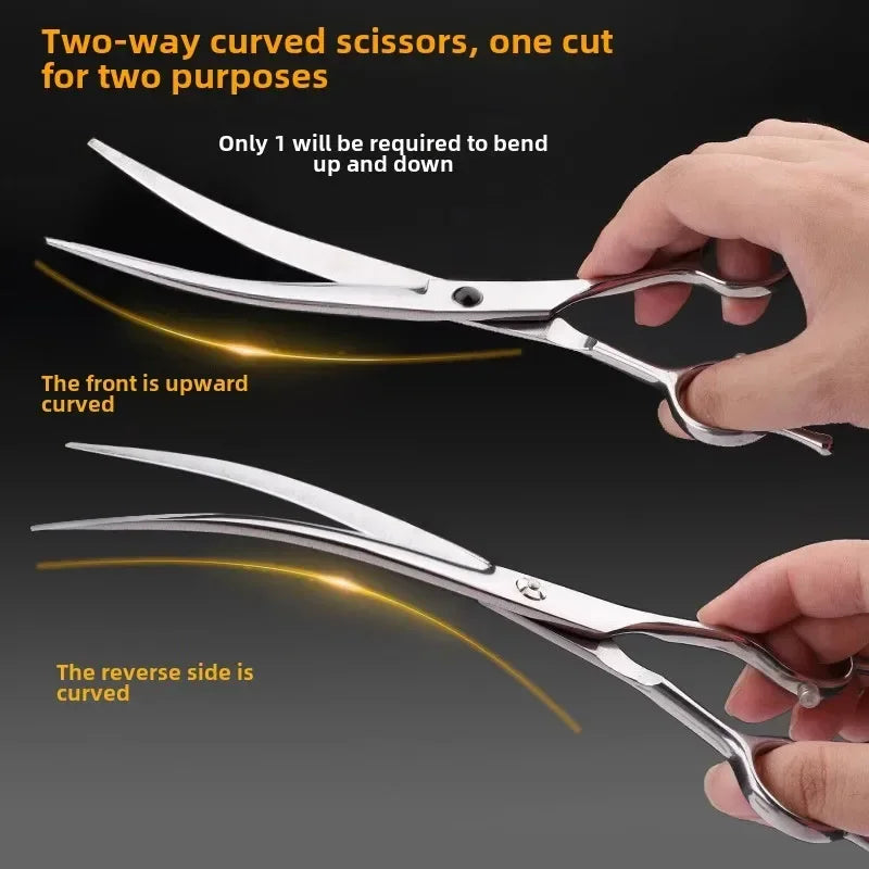 Pet Grooming Scissors Set – Professional Dog Hair Trimming Bent Scissors & Clippers for Precise Pet Haircuts