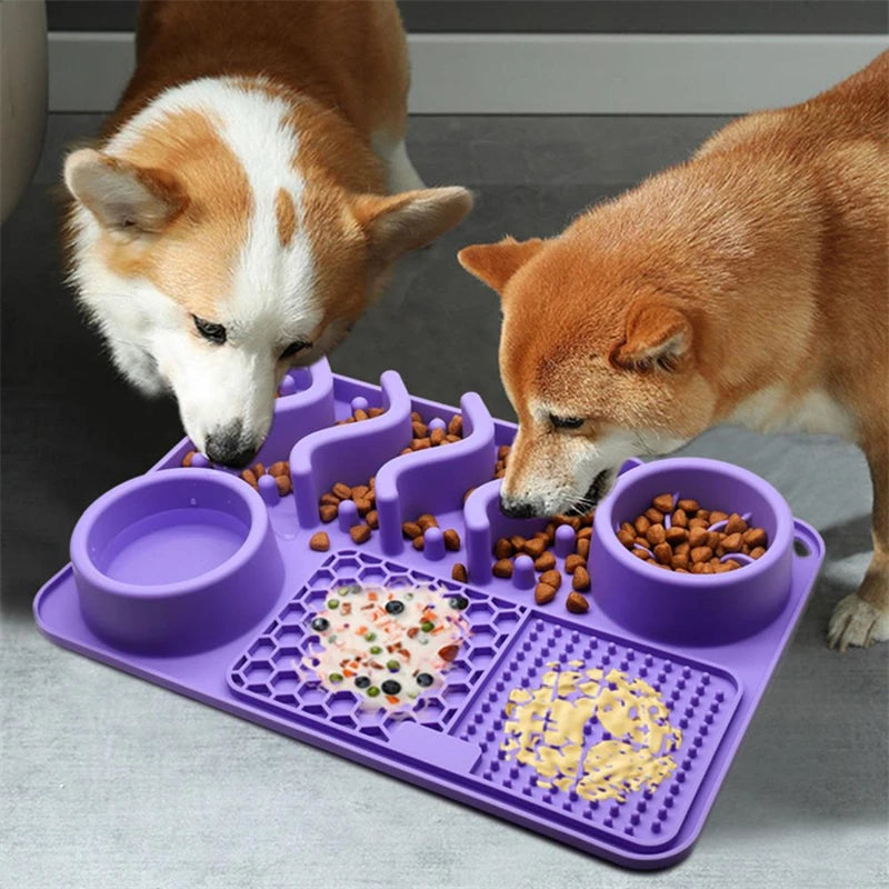 3-in-1 Slow Feeder Dog Bowl & Licking Mat NZ | Suction Cup Anxiety Relief Feeder – BPA Free – PawNest