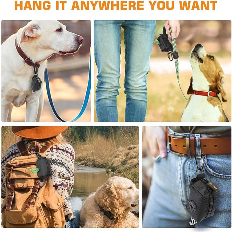 Adjustable Pet Dog Poop Bag Holder with Leash Attachment – Mini Travel Waste Bag Dispenser & Cleaning Tool