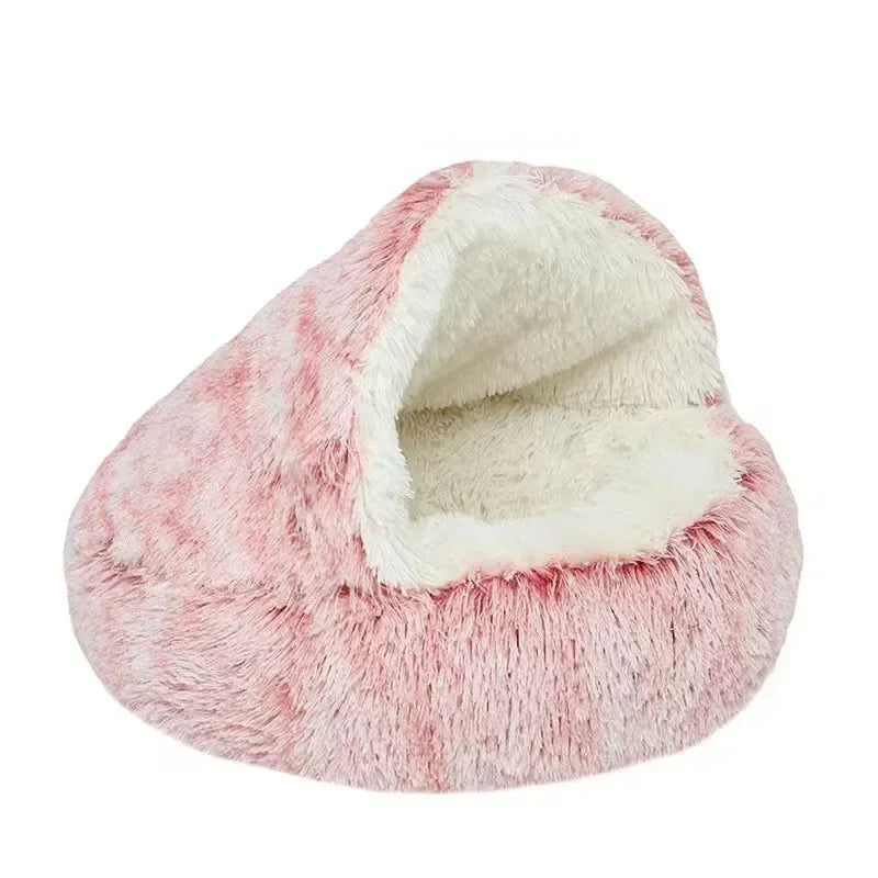 Soft Plush Round Pet Bed NZ | 2-in-1 Covered Cat & Dog Sleeping Nest for Small Pets – PawNest