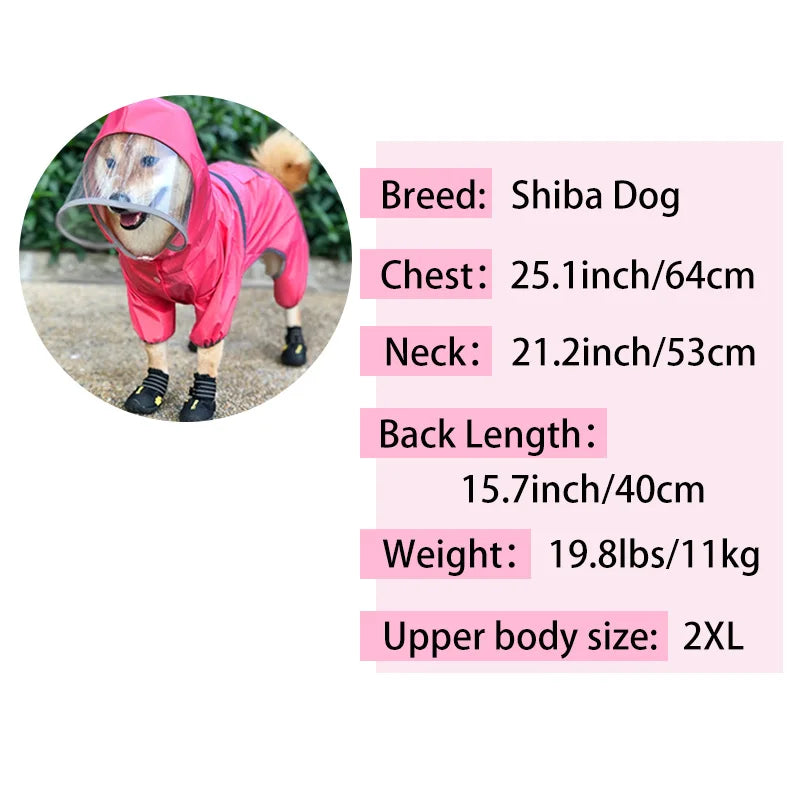 Large Brimmed Dog Raincoat NZ | Reflective Waterproof Raincoat with Traction Rope for Small & Medium Dogs – PawNest