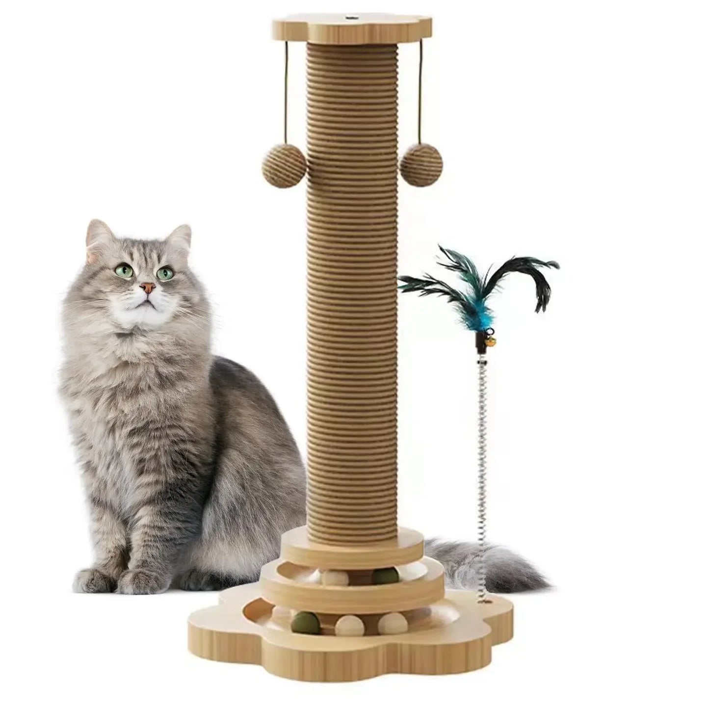 Cat Scratch Pole Sisal NZ | High-Density Turntable Scratcher & Climbing Frame for Cats – PawNest