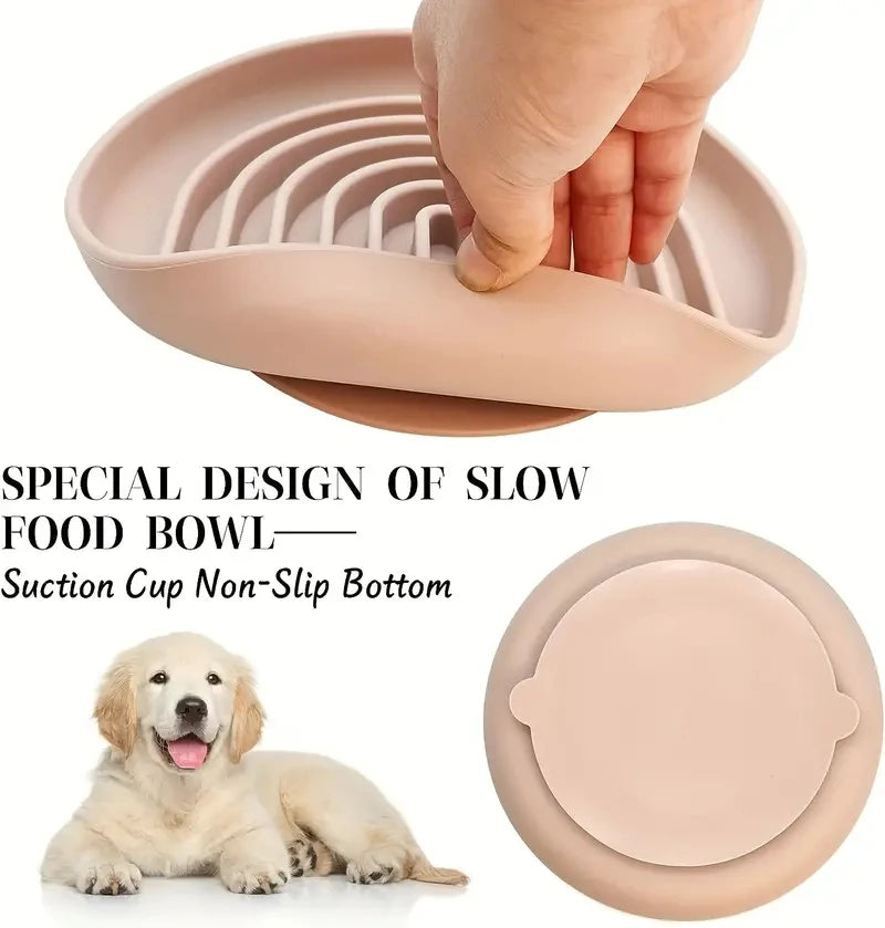 Round Silicone Slow Feeder Bowl NZ | Anti-Choking Non-Slip Suction Cup Dog & Cat Food & Water Bowl – PawNestDish Bowl