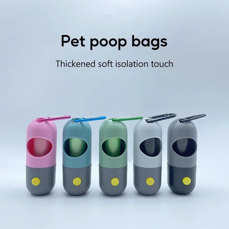 LED Light Dog Poop Bag Dispenser + Degradable Waste Bags