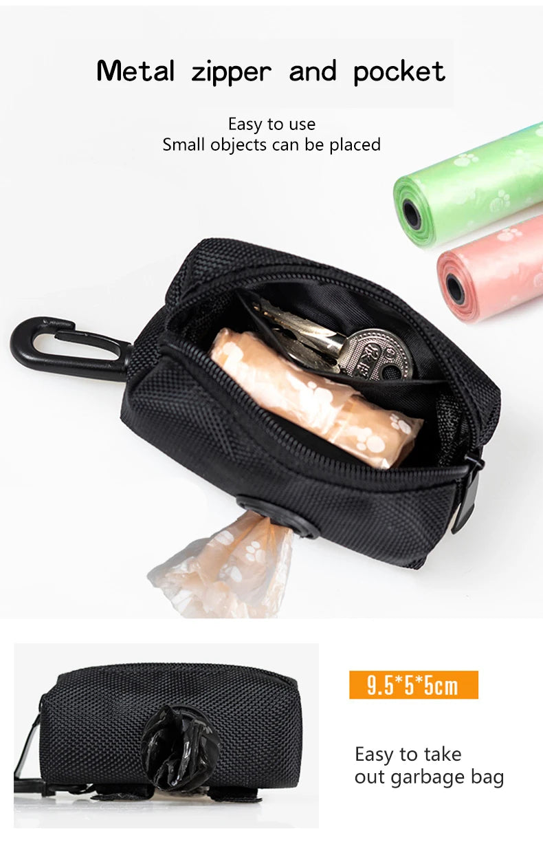 Adjustable Pet Dog Poop Bag Holder with Leash Attachment – Mini Travel Waste Bag Dispenser & Cleaning Tool