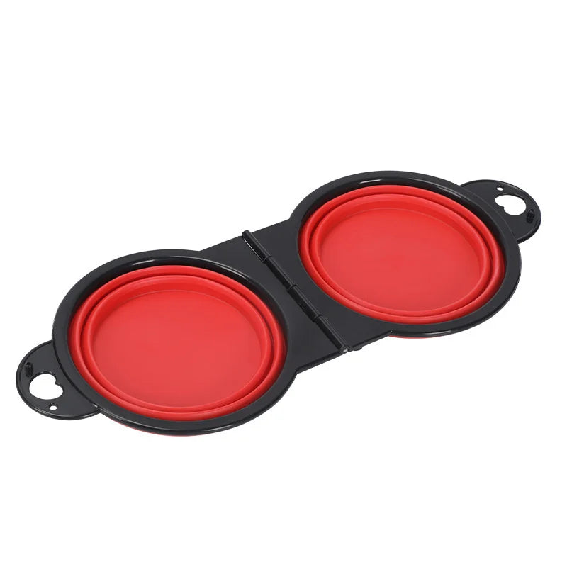 2-in-1 Expandable Silicone Collapsible Dog Bowl – Travel Dual Dish