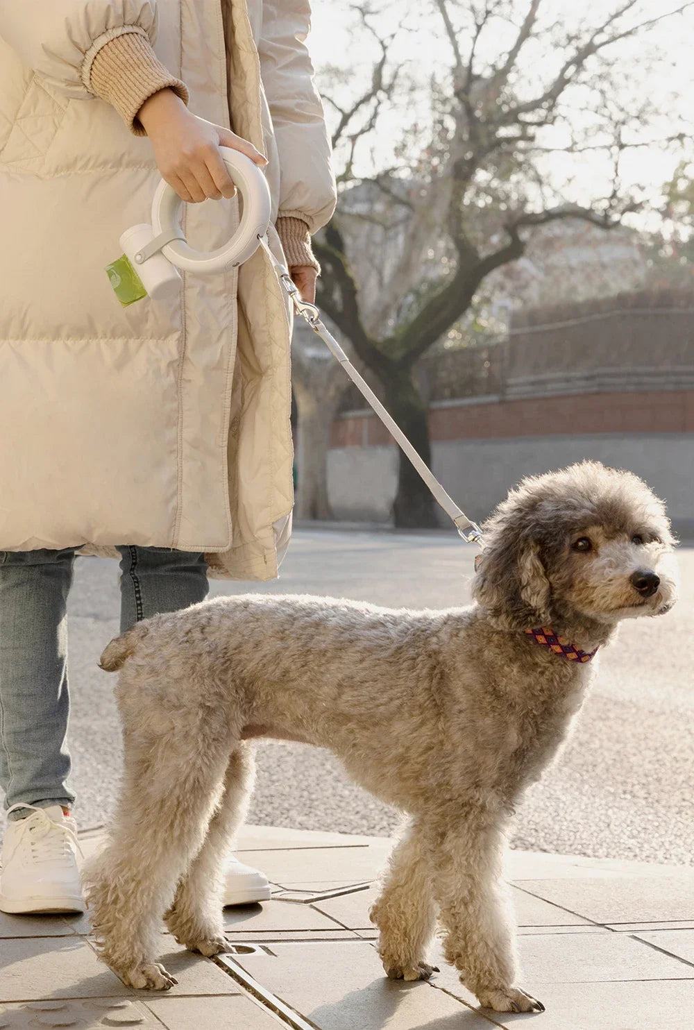 Moestar Pet Leash Poop Bag Dispenser & Dual Extension Belt | Walk 2 Pets with Replaceable Waste Bags – Dog Walking Accessory NZ