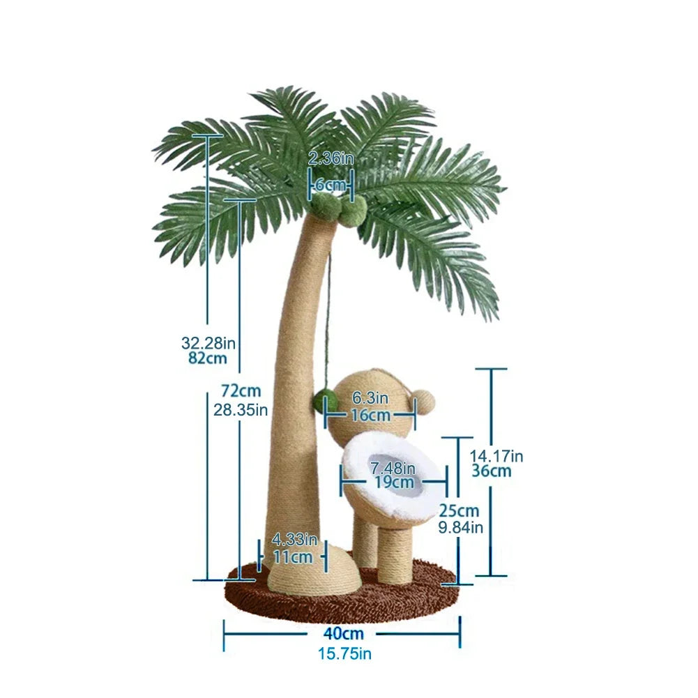 Coconut Tree Cat Scratching Post NZ | Interactive Claw Sharpener & Climbing Frame for Cats – PawNest
