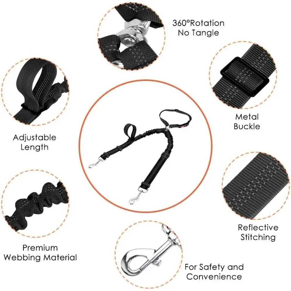 Double-Headed Dog Safety Harness NZ | Adjustable Car Headrest Restraint for Secure Pet Travel – PawNest