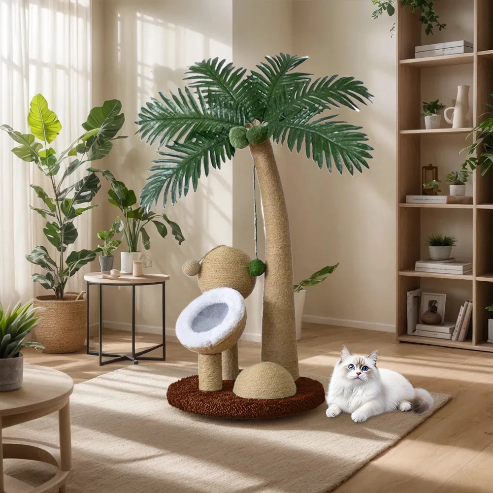 Coconut Tree Cat Scratching Post NZ | Interactive Claw Sharpener & Climbing Frame for Cats – PawNest