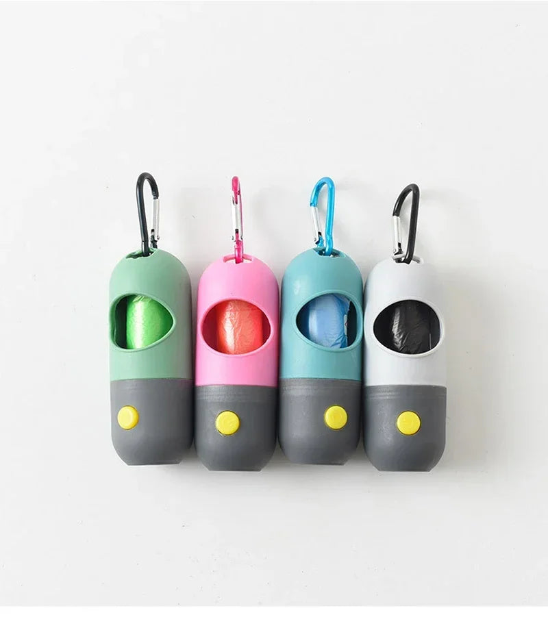 LED Light Dog Poop Bag Dispenser + Degradable Waste Bags
