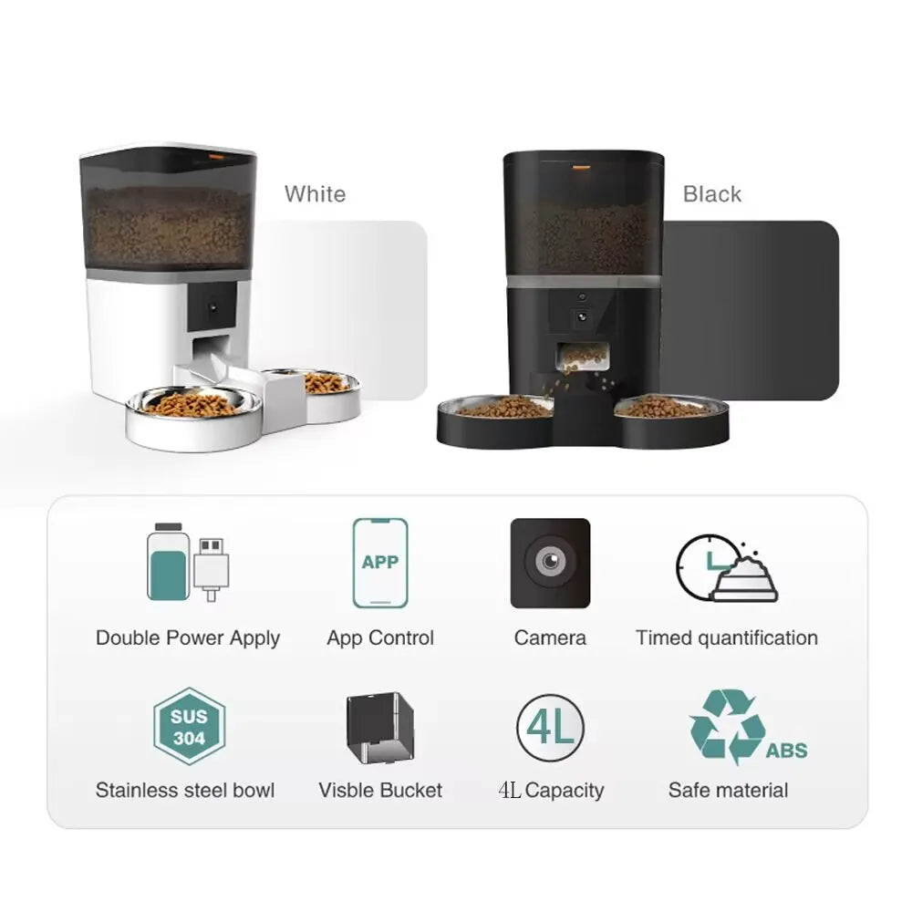 Smart Pet Feeder 4L with Camera NZ | App-Controlled Auto Dog & Cat Dispenser – PawNest