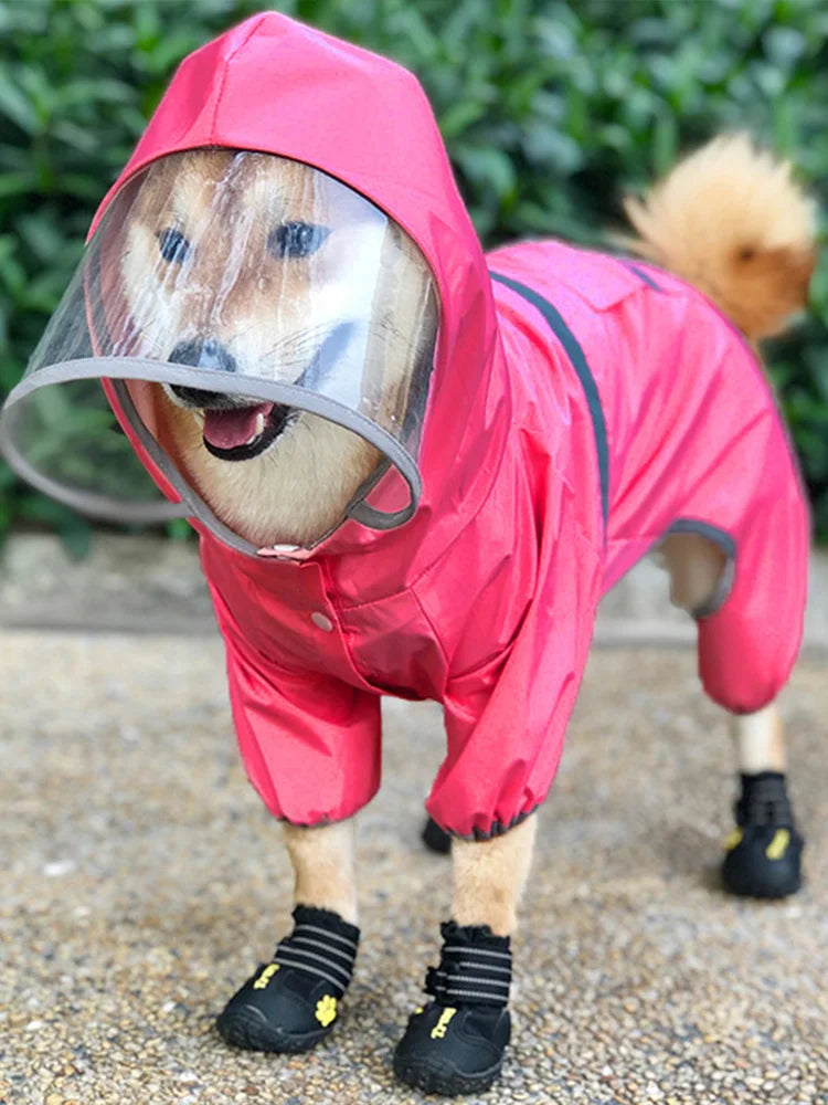 Large Brimmed Dog Raincoat NZ | Reflective Waterproof Raincoat with Traction Rope for Small & Medium Dogs – PawNest