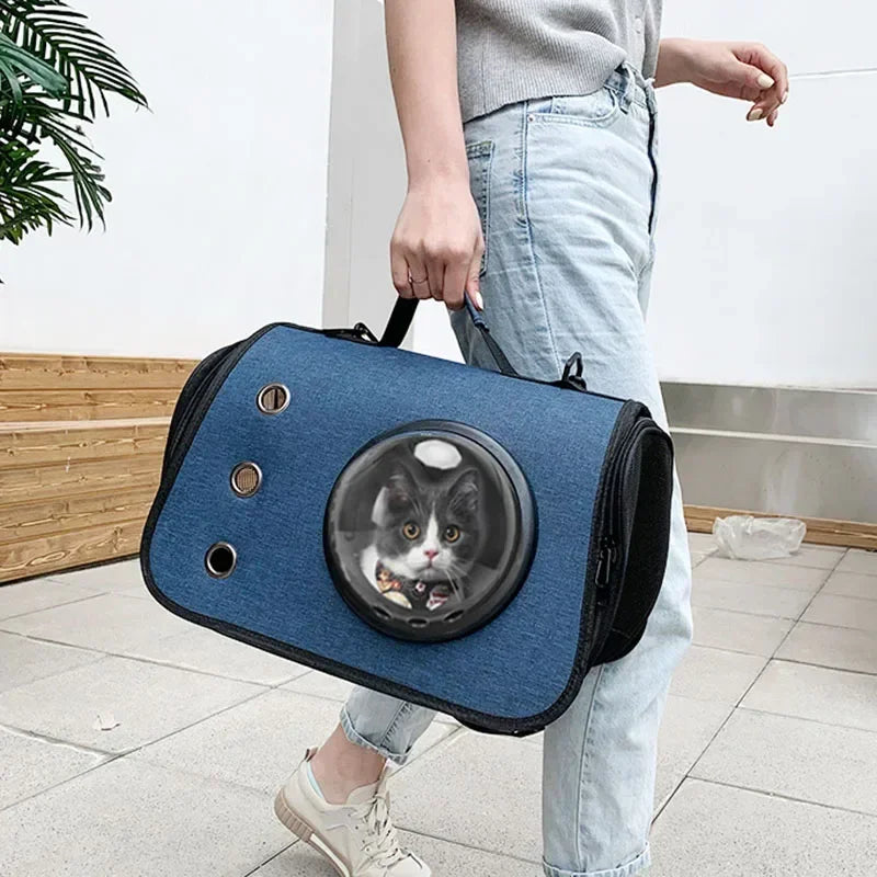 Portable Cat Travel Bag NZ | Transparent Foldable & Breathable Pet Backpack Carrier – PawNest