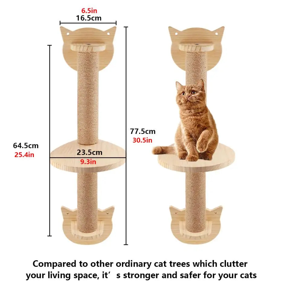 Cat Climbing Shelf Furniture NZ | Wall-Mounted Wooden Cat Shelves & Scratching Perches – PawNest