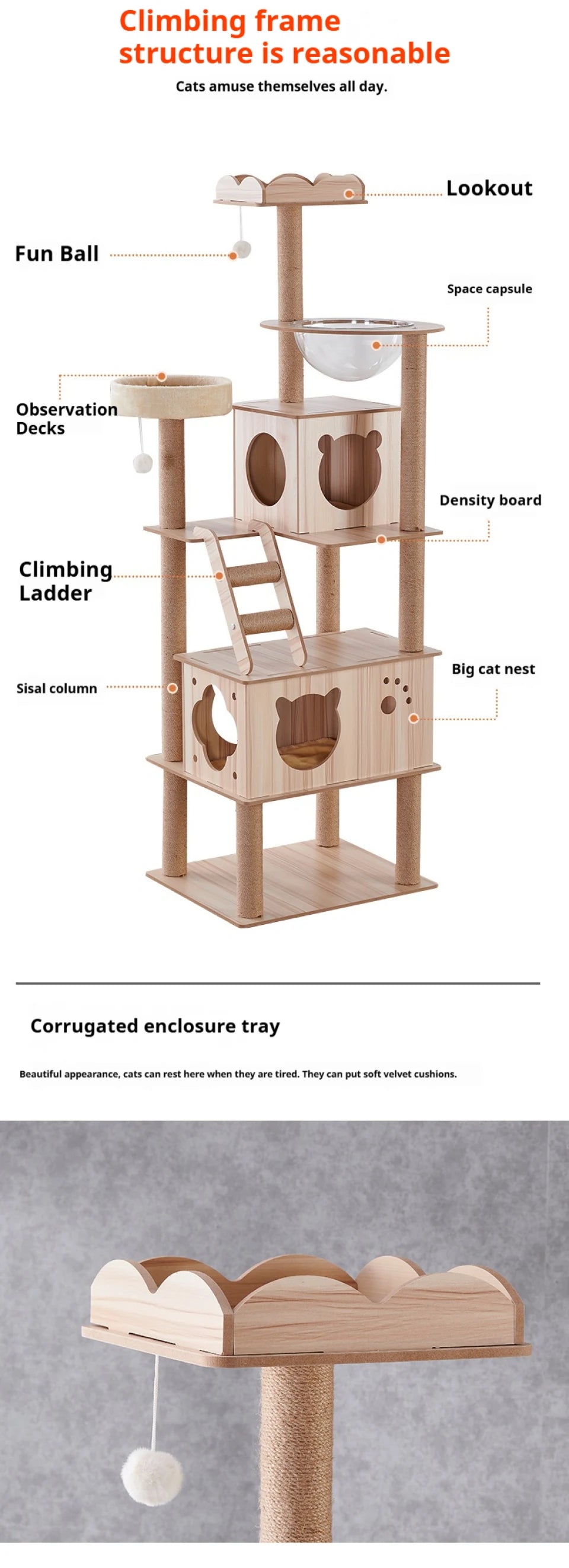 Large Indoor Cat Tree NZ | Tall Multi-Level Tower with Claw Grinding & Scratching Posts – PawNest