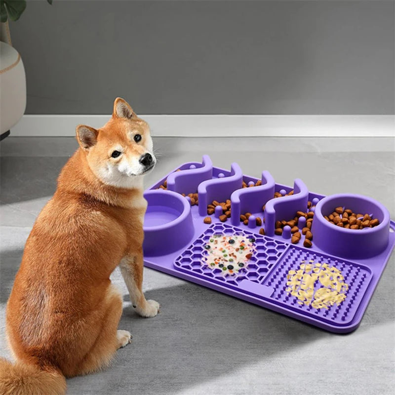 3-in-1 Slow Feeder Dog Bowl & Licking Mat NZ | Suction Cup Anxiety Relief Feeder – BPA Free – PawNest