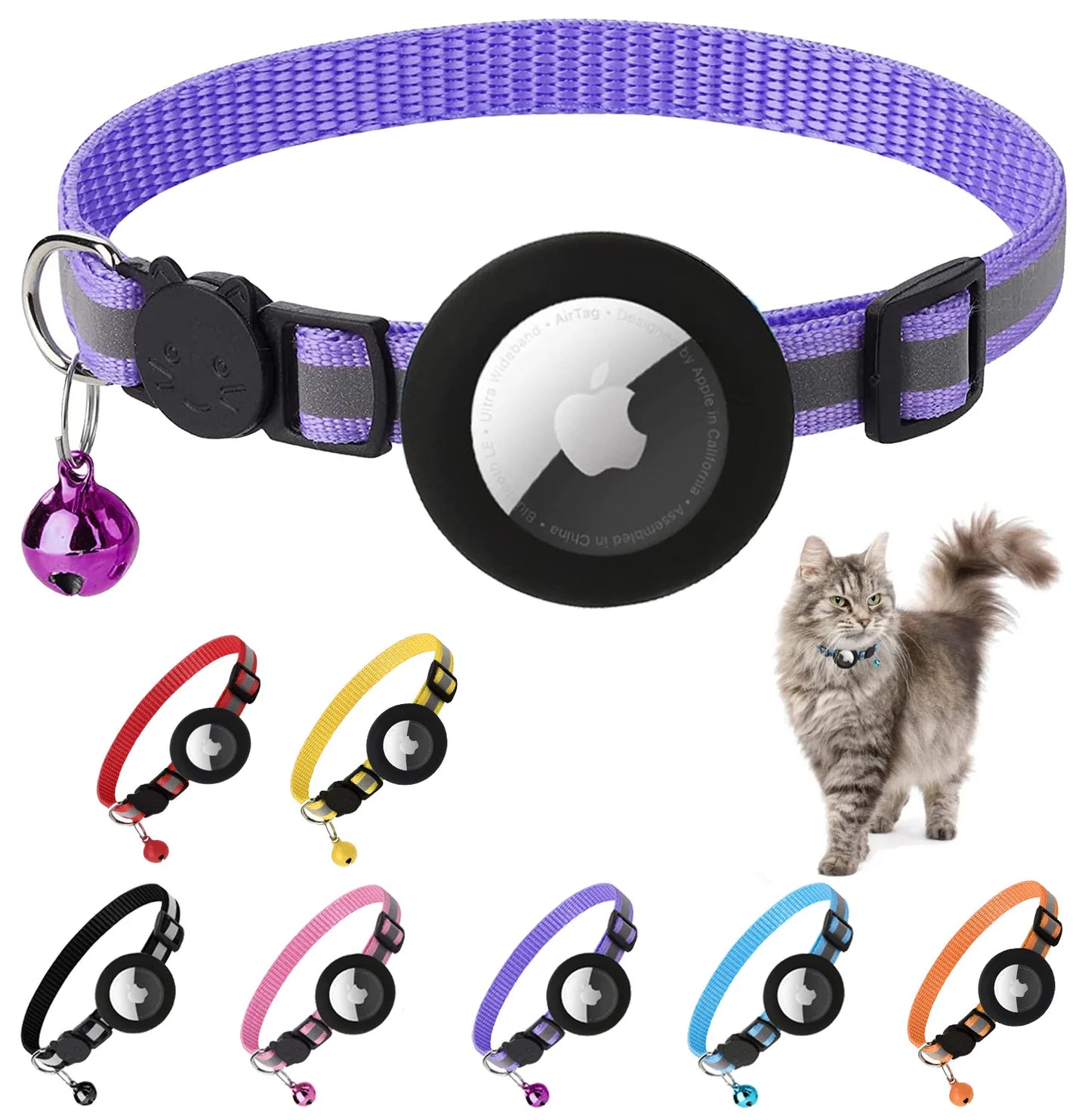 Airtag Pet Tracker Collar NZ | Reflective Breakaway GPS Collar for Cats & Dogs – PawNest