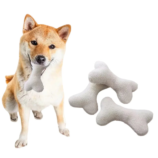 Bone-Shaped Dog Chew Toy NZ | Durable Plush Squeaky Toy for Small & Medium Dogs – PawNest