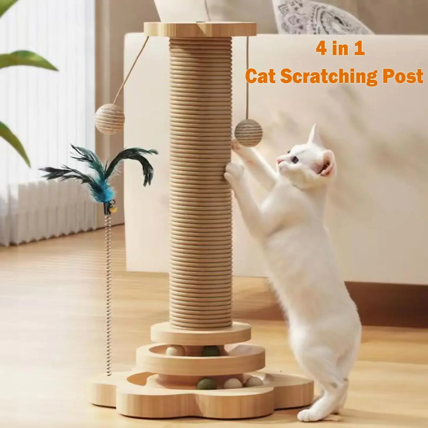 Cat Scratch Pole Sisal NZ | High-Density Turntable Scratcher & Climbing Frame for Cats – PawNest