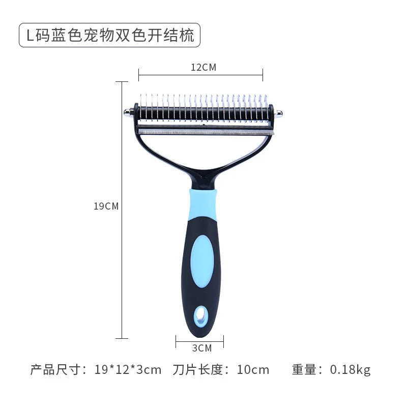 2-in-1 Pet Grooming & Shedding Tool – Detangler & Hair Removal Comb for Cats & Dogs | Open Knot & Loose Fur Cleaner