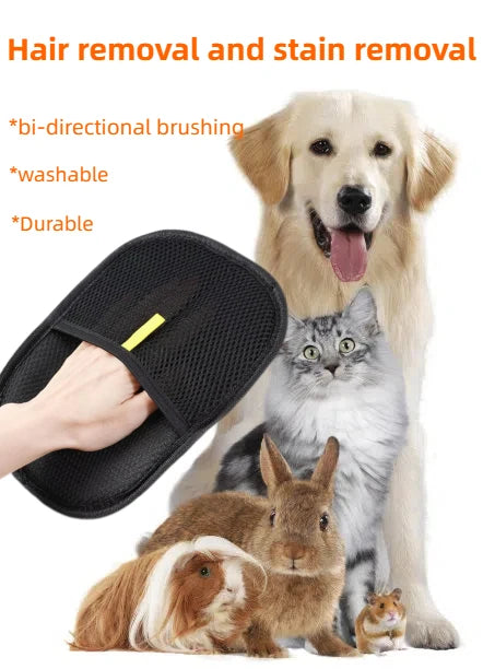 Pet Grooming Gloves – Static Hair Remover Brush for Dogs, Cats & Rabbits | Washable & Durable Hair Removal Tool
