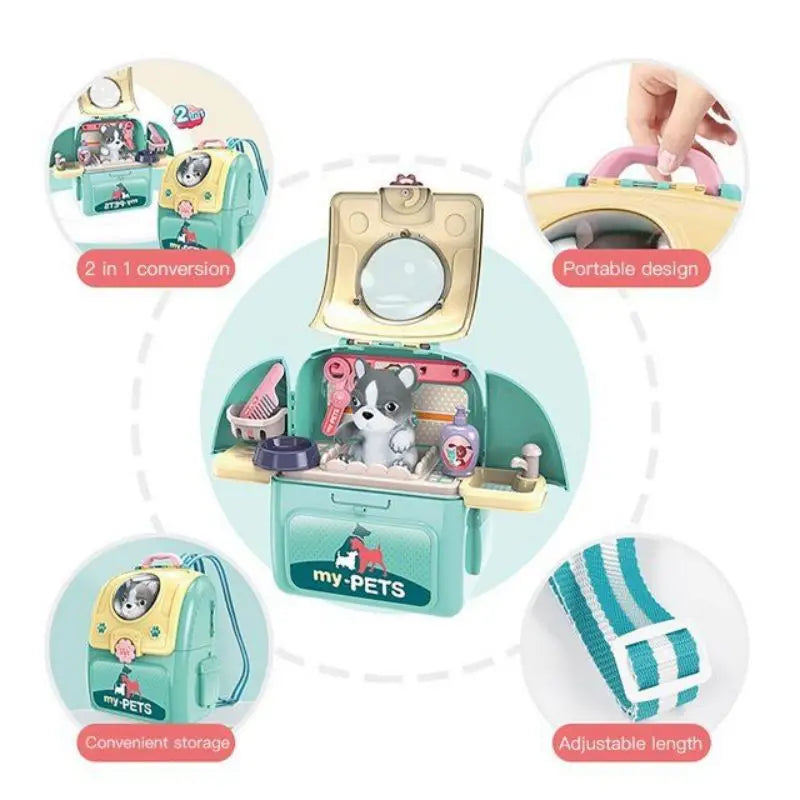 Pet Care Play Set – Dog Grooming Vet Kit with Backpack | Educational Toy for Kids & Toddlers | Pretend