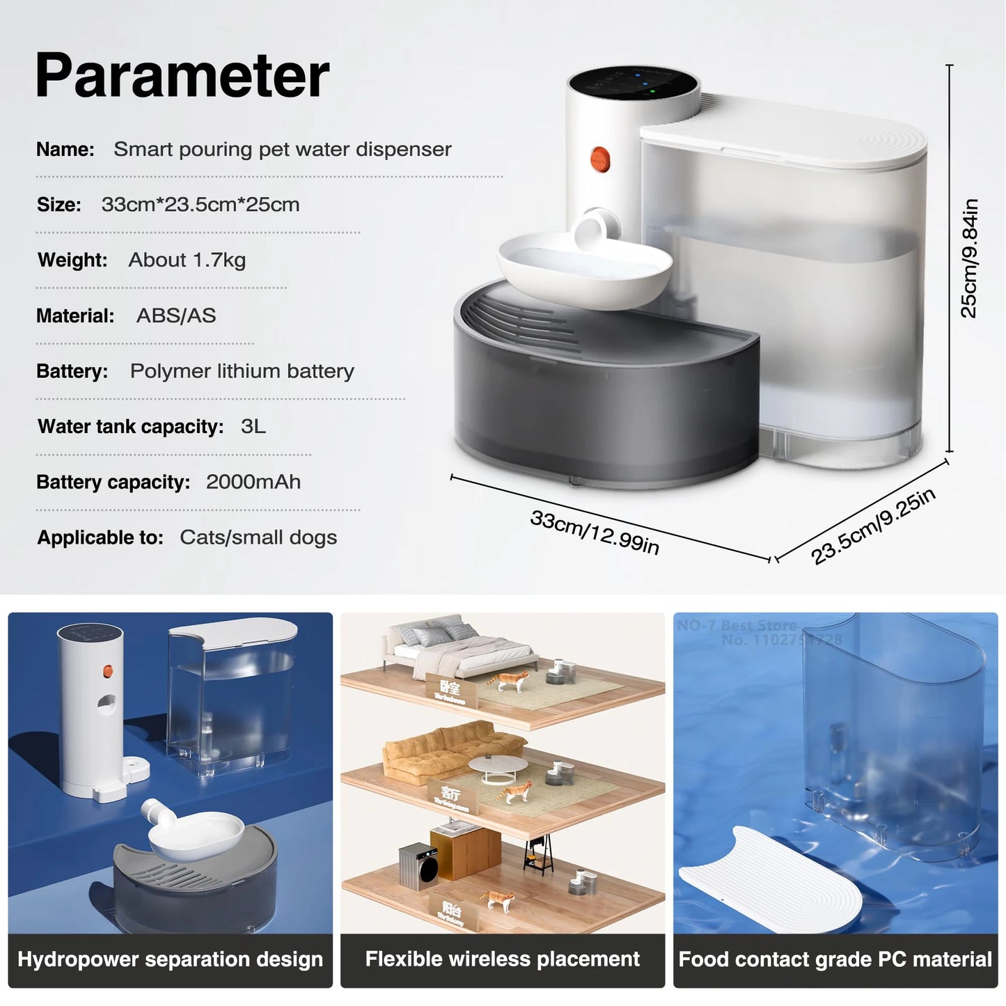 Wireless Rechargeable Cat Water Fountain NZ | Filter-Free Automatic Pet Drinker – PawNest