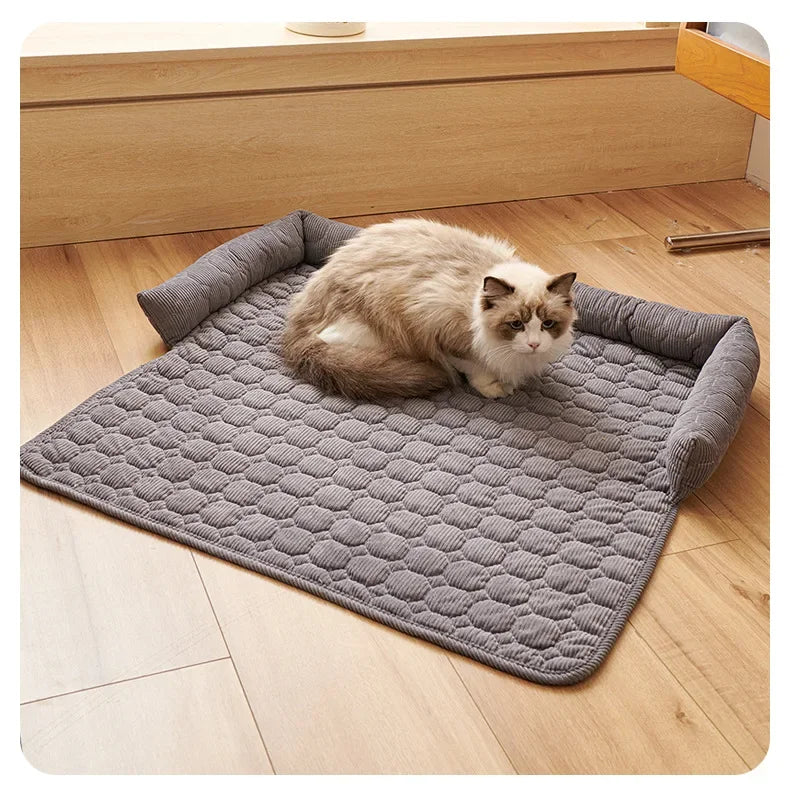 Square Winter Soft Pet Bed NZ | Warm Plush Dog & Cat Sofa with Neck Pillow – PawNest