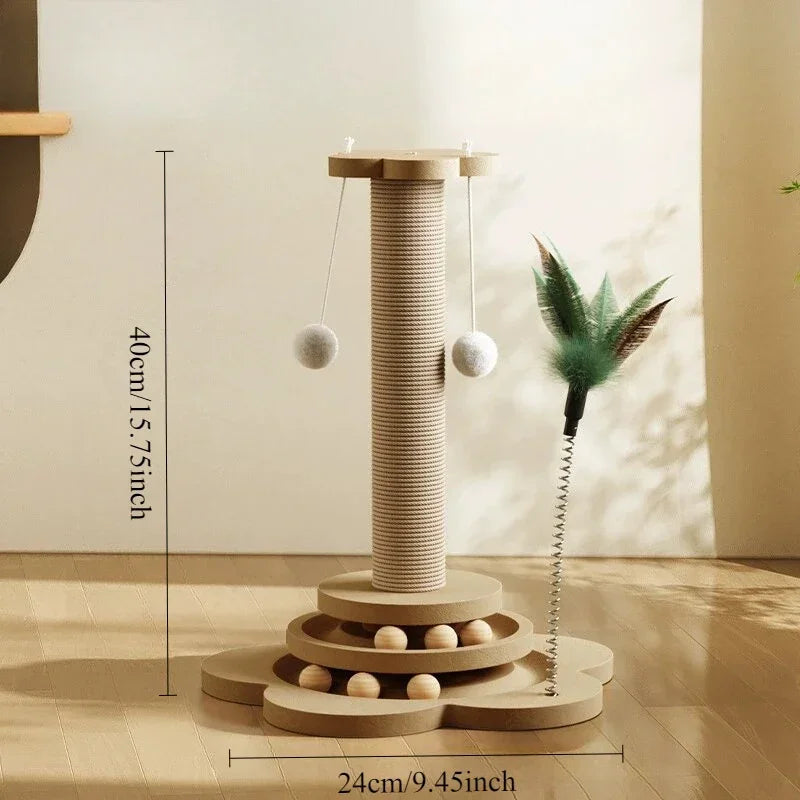 Cat Scratch Pole Sisal NZ | High-Density Turntable Scratcher & Climbing Frame for Cats – PawNest