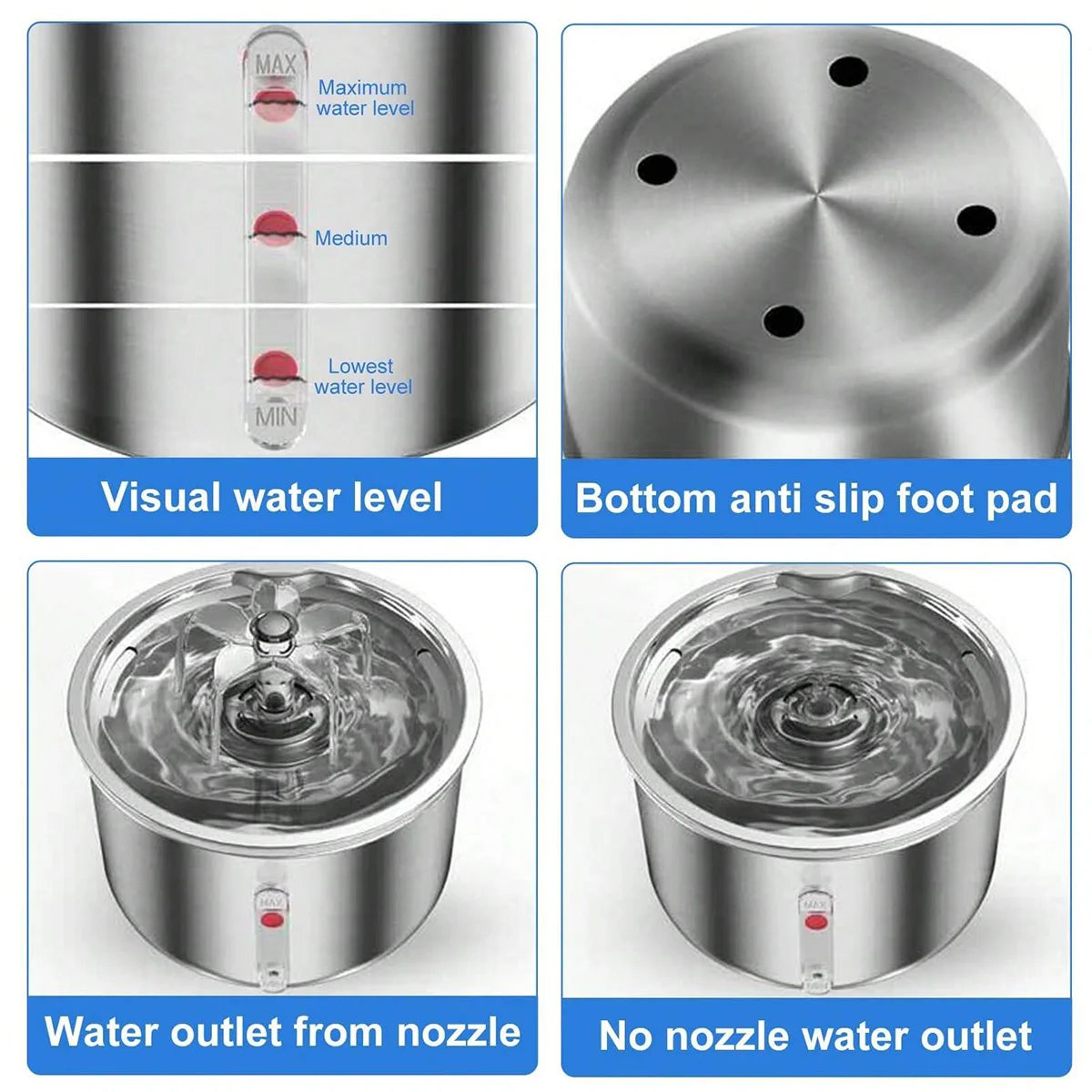 Stainless Steel Pet Water Fountain NZ | Visual Window Automatic Dispenser for Cats & Dogs – PawNest