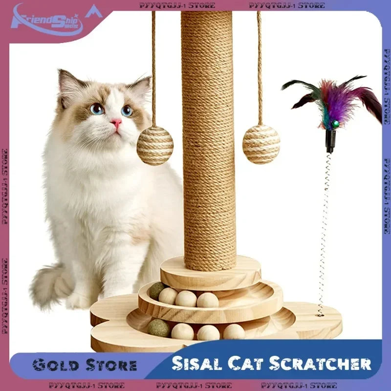 Cat Scratch Pole Sisal NZ | High-Density Turntable Scratcher & Climbing Frame for Cats – PawNest