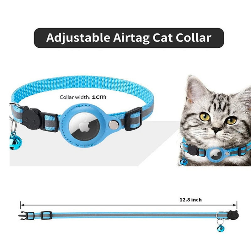 Airtag Reflective GPS Pet Collar with Bell – Real-Time Tracker